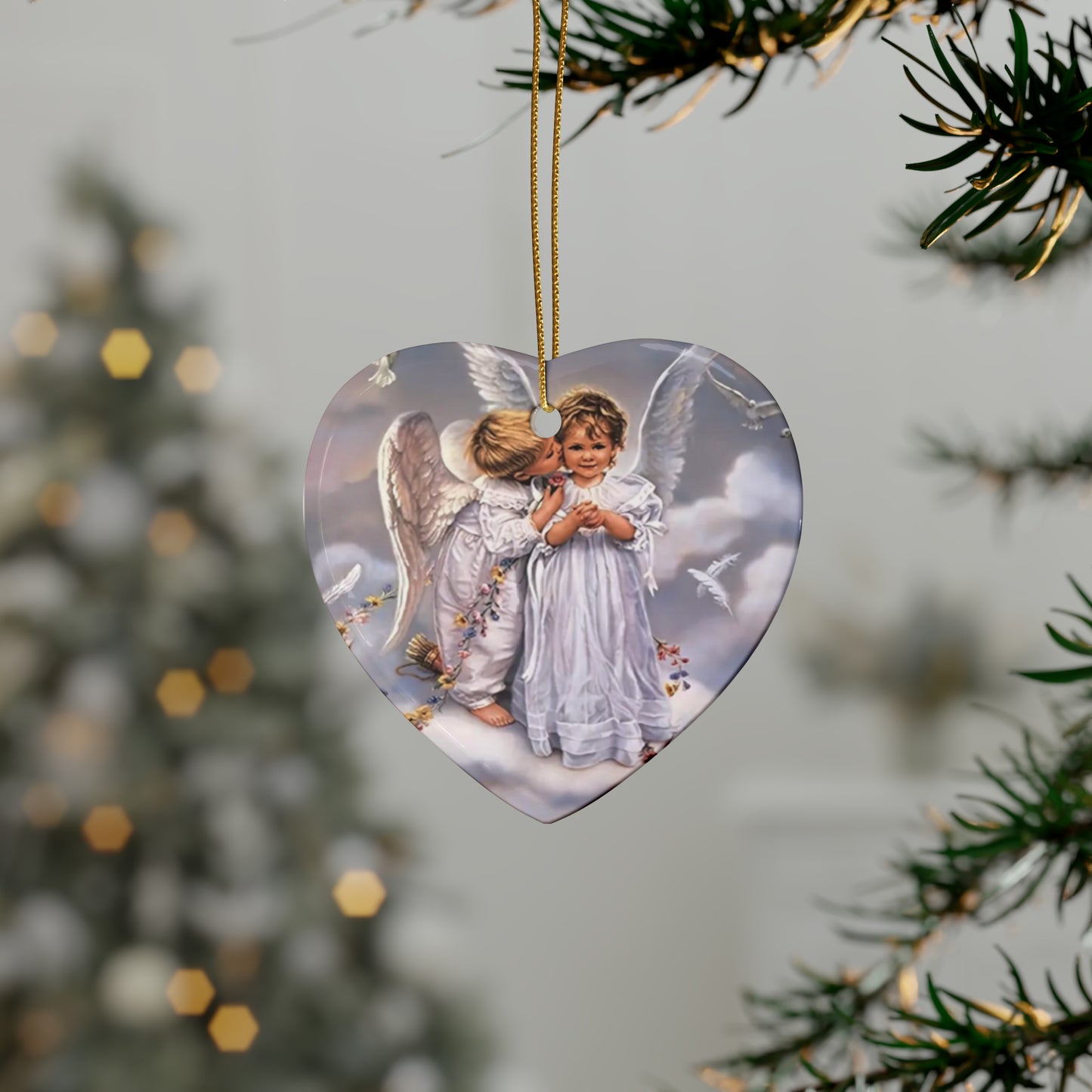 Kissing Angels Ceramic Ornaments (1pcs, 5pcs, 10pcs, 20pcs)