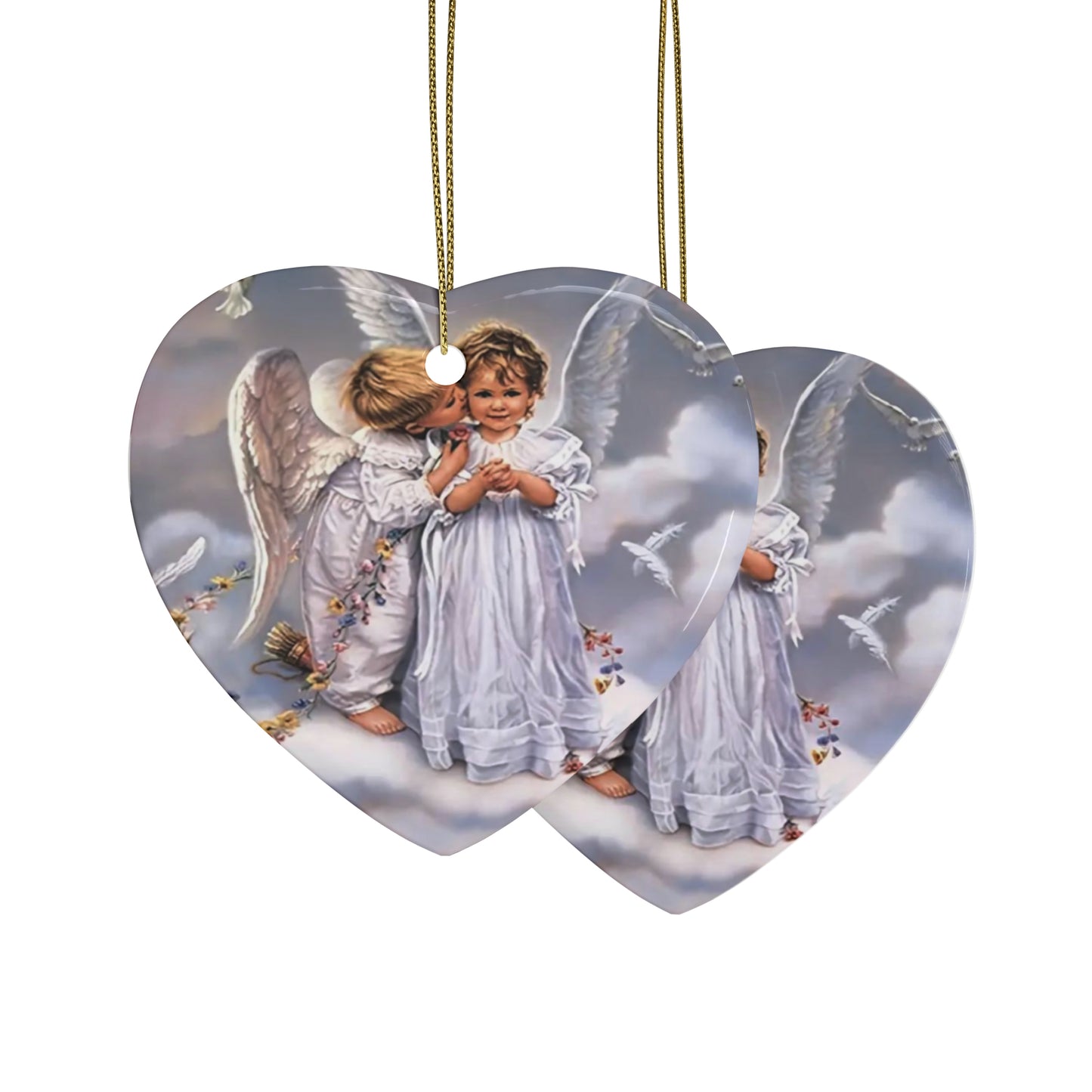 Kissing Angels Ceramic Ornaments (1pcs, 5pcs, 10pcs, 20pcs)