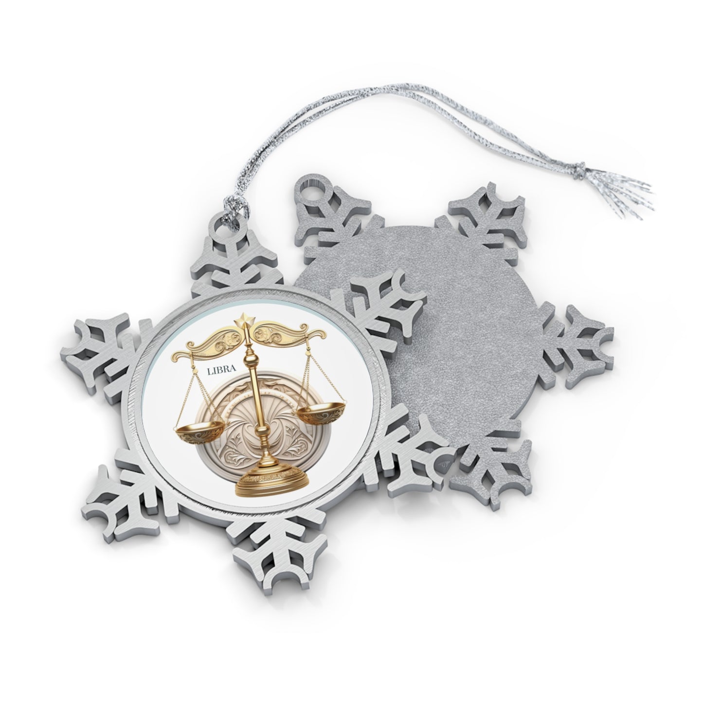 Libra Pewter Snowflake Ornament