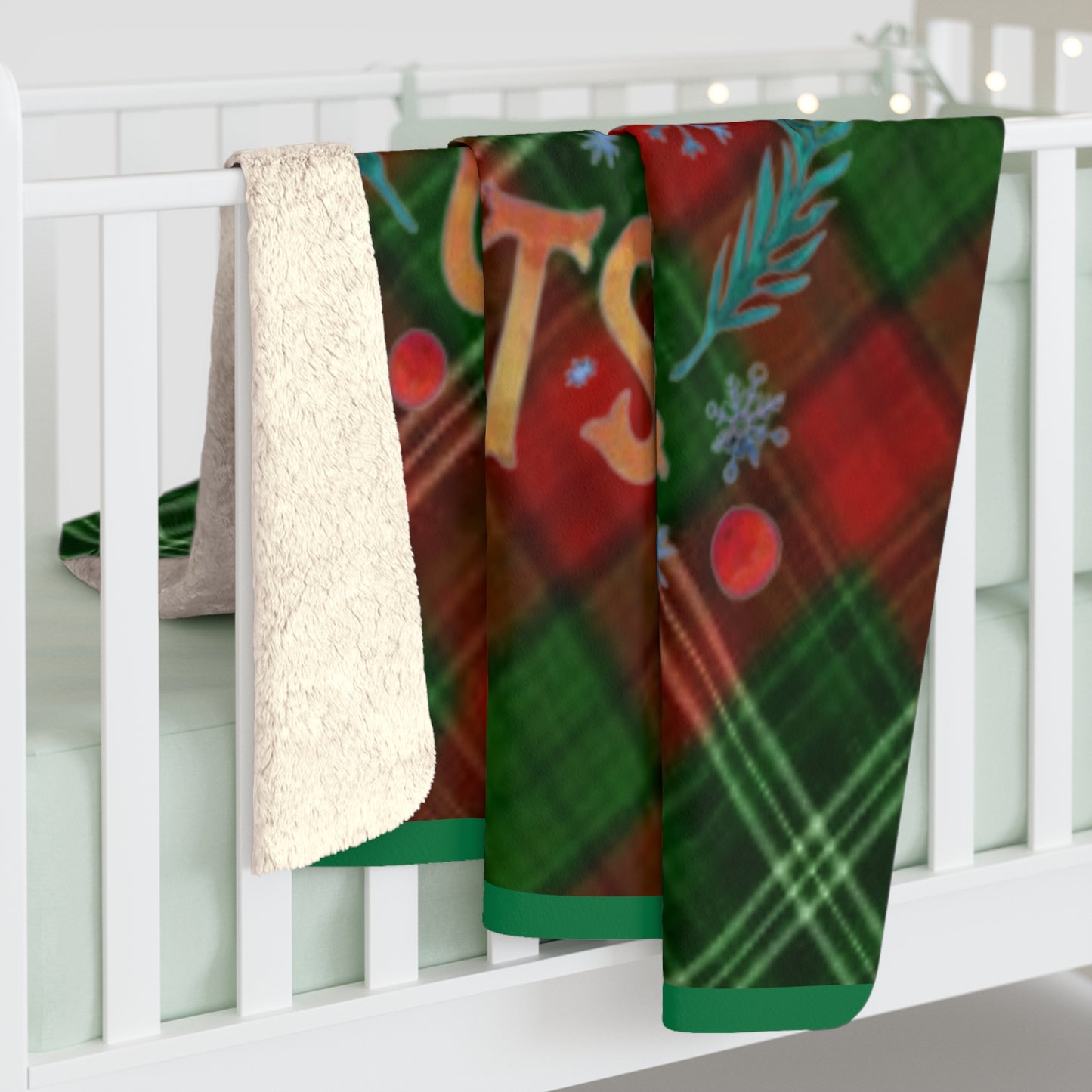 Baby It's Cold Outside Sherpa Fleece Blanket (Green)