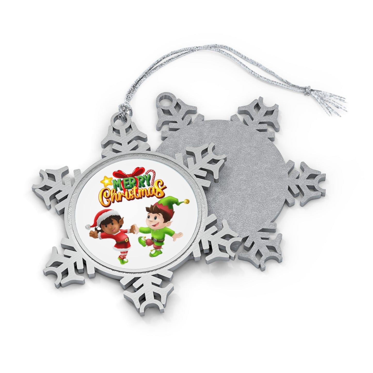 Christmas Dancers Pewter Snowflake Ornament
