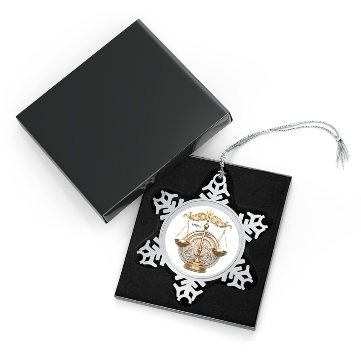 Libra Pewter Snowflake Ornament