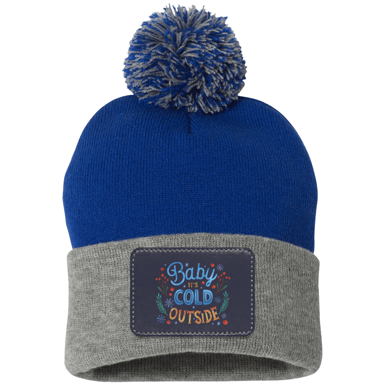 Baby It's Cold Outside Pom Pom Knit Cap - Patch