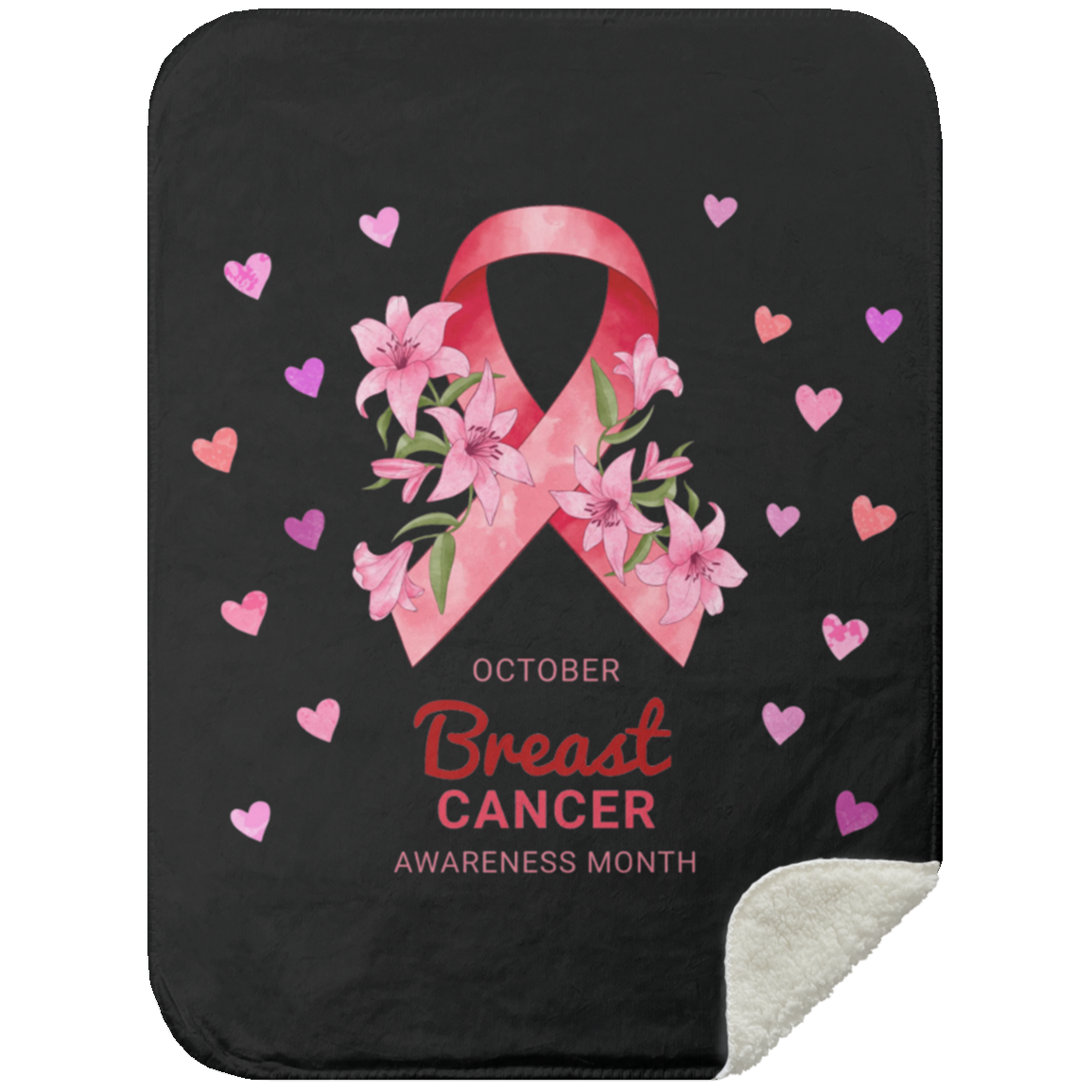 October Breast Cancer Awareness - Mink Sherpa Blanket 30x40