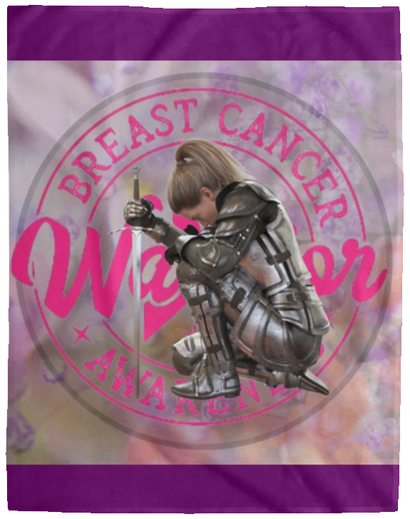 Breast Cancer Warrior Cozy Plush Fleece Blanket - 60x80