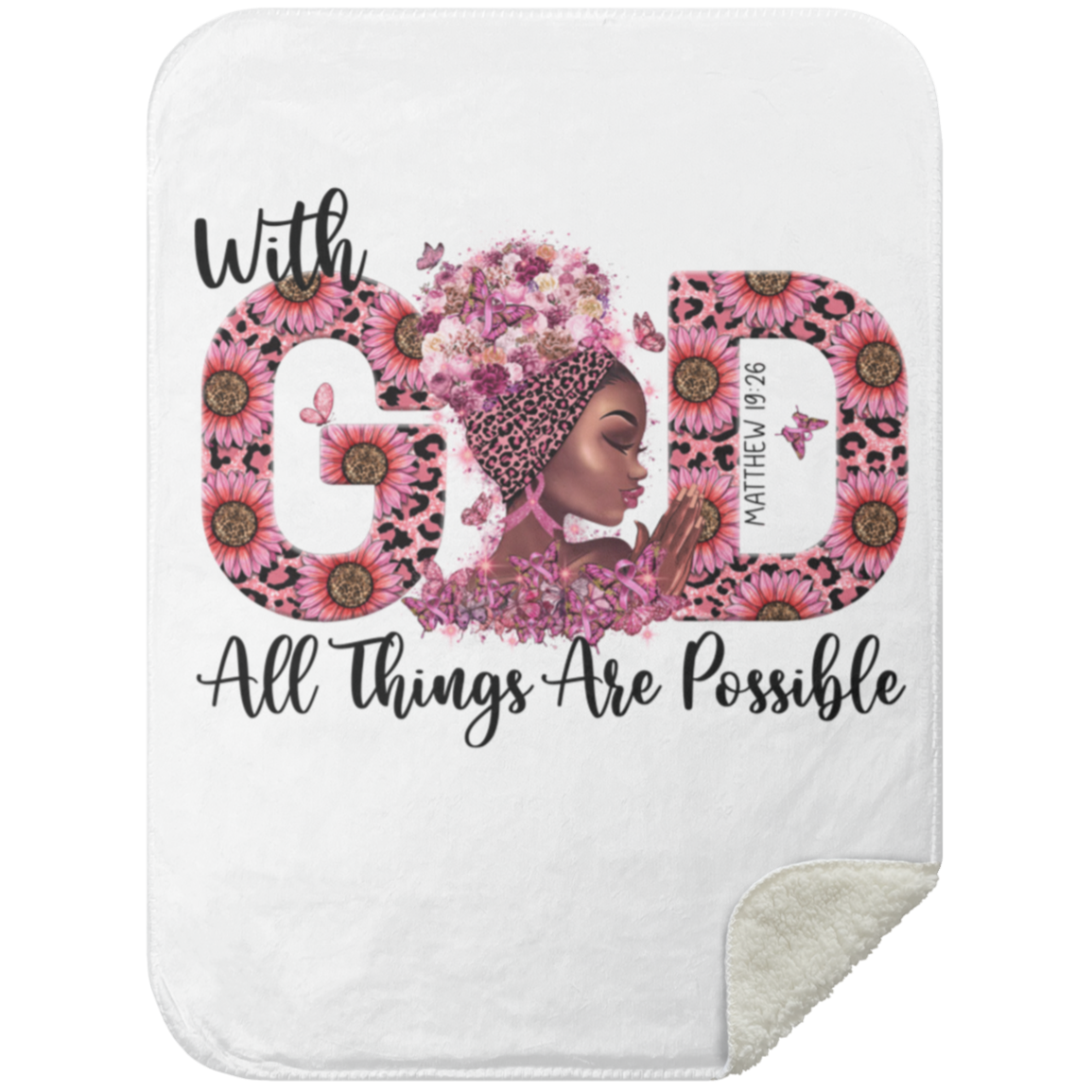With God All Things -Mink Sherpa Blanket 30x40
