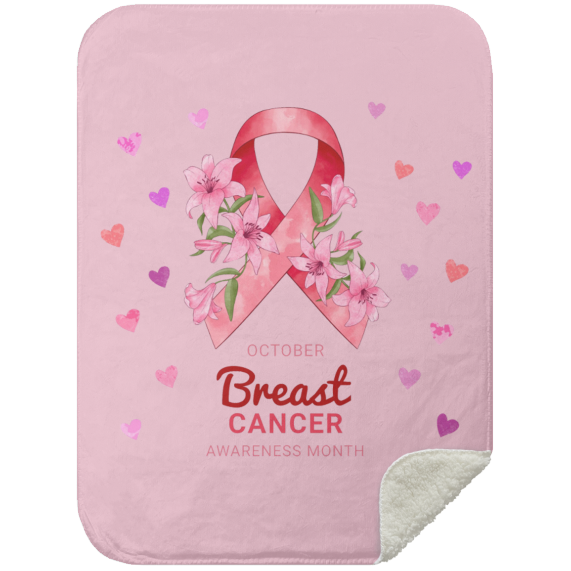 October Breast Cancer Awareness - Mink Sherpa Blanket 30x40