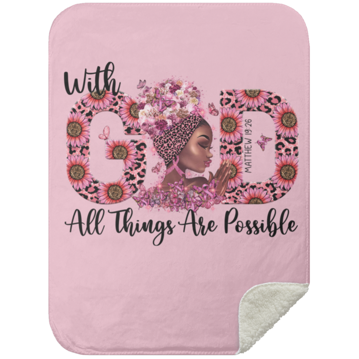 With God All Things -Mink Sherpa Blanket 30x40