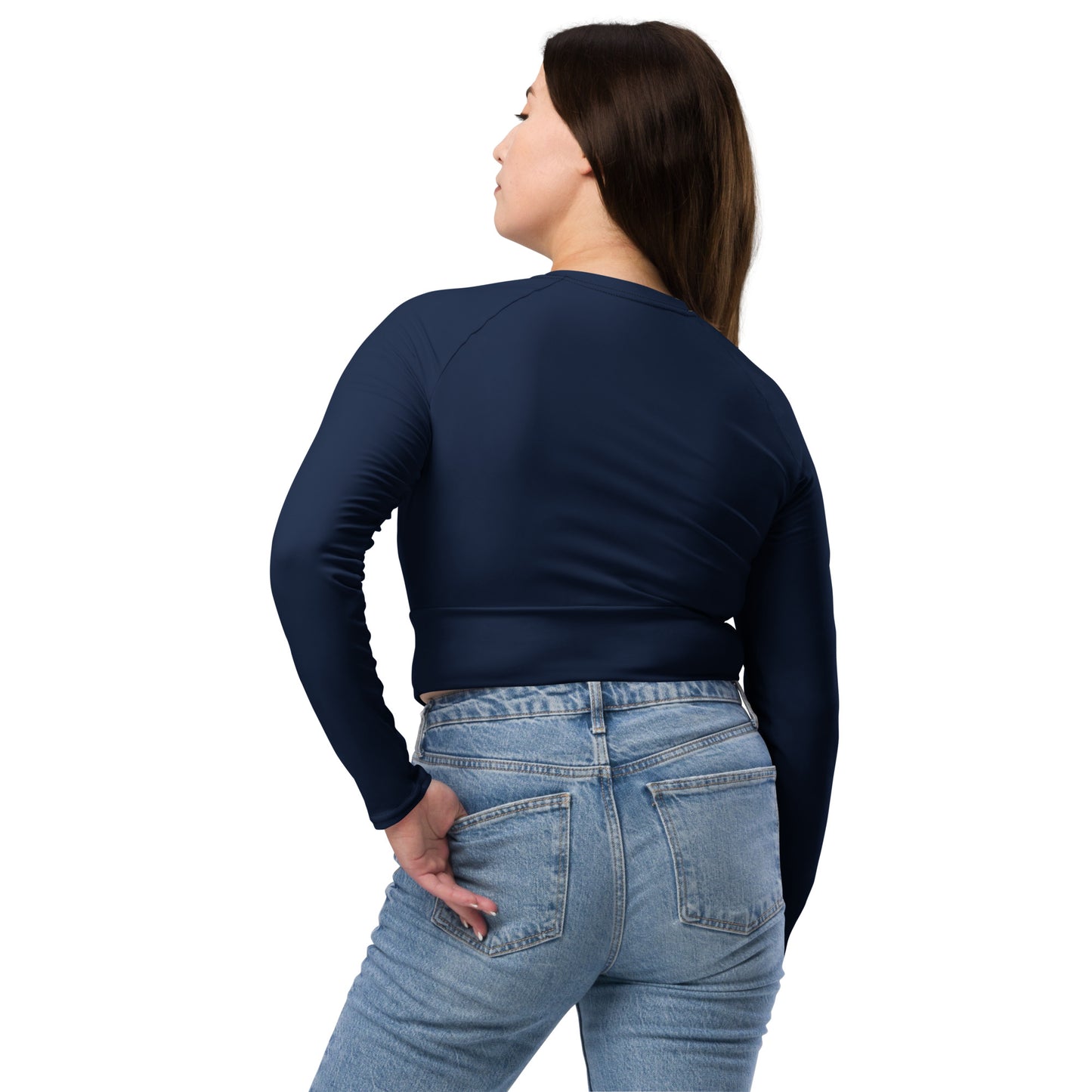Carmel Signature Easy Recycled long-sleeve crop top (Navy)