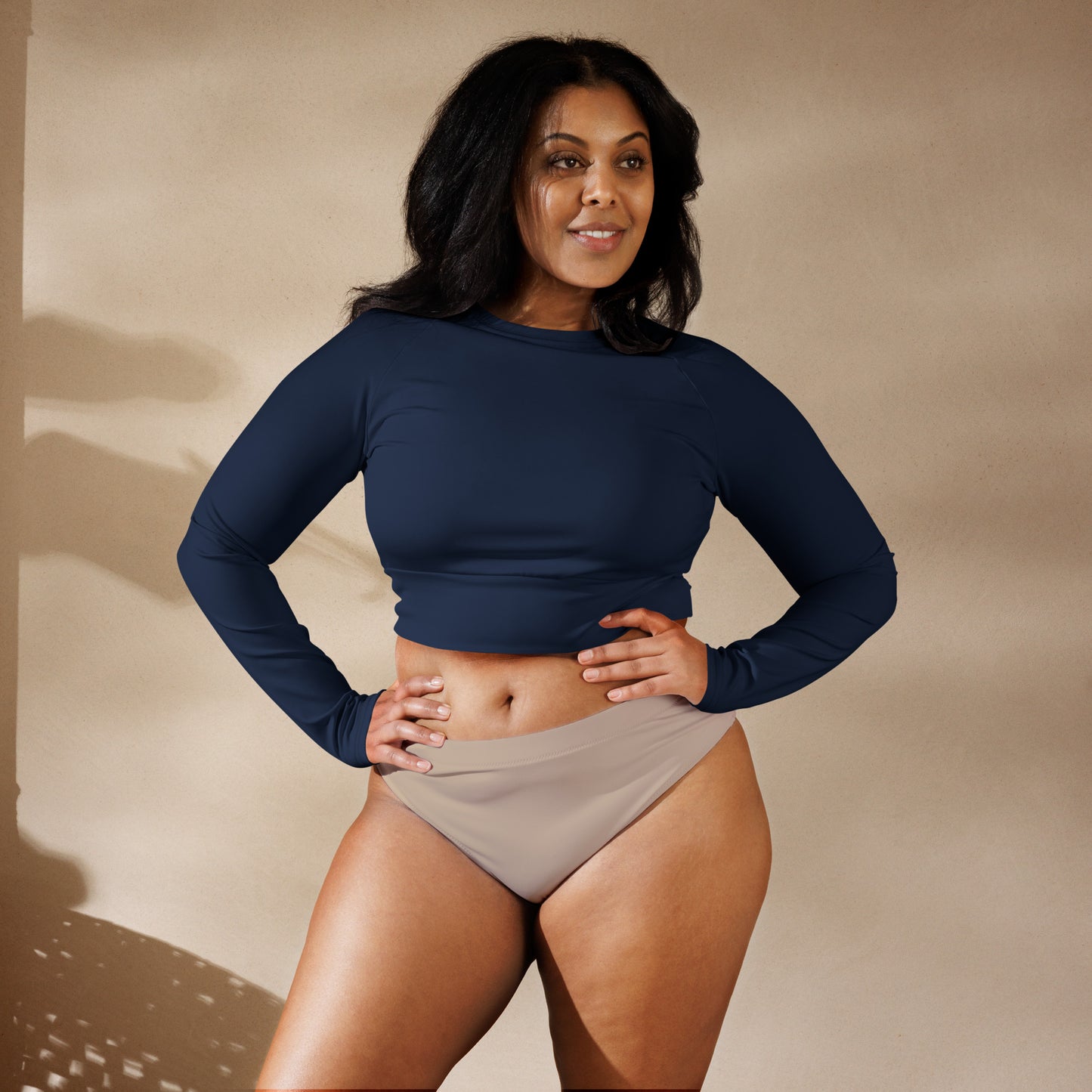 Carmel Signature Easy Recycled long-sleeve crop top (Navy)