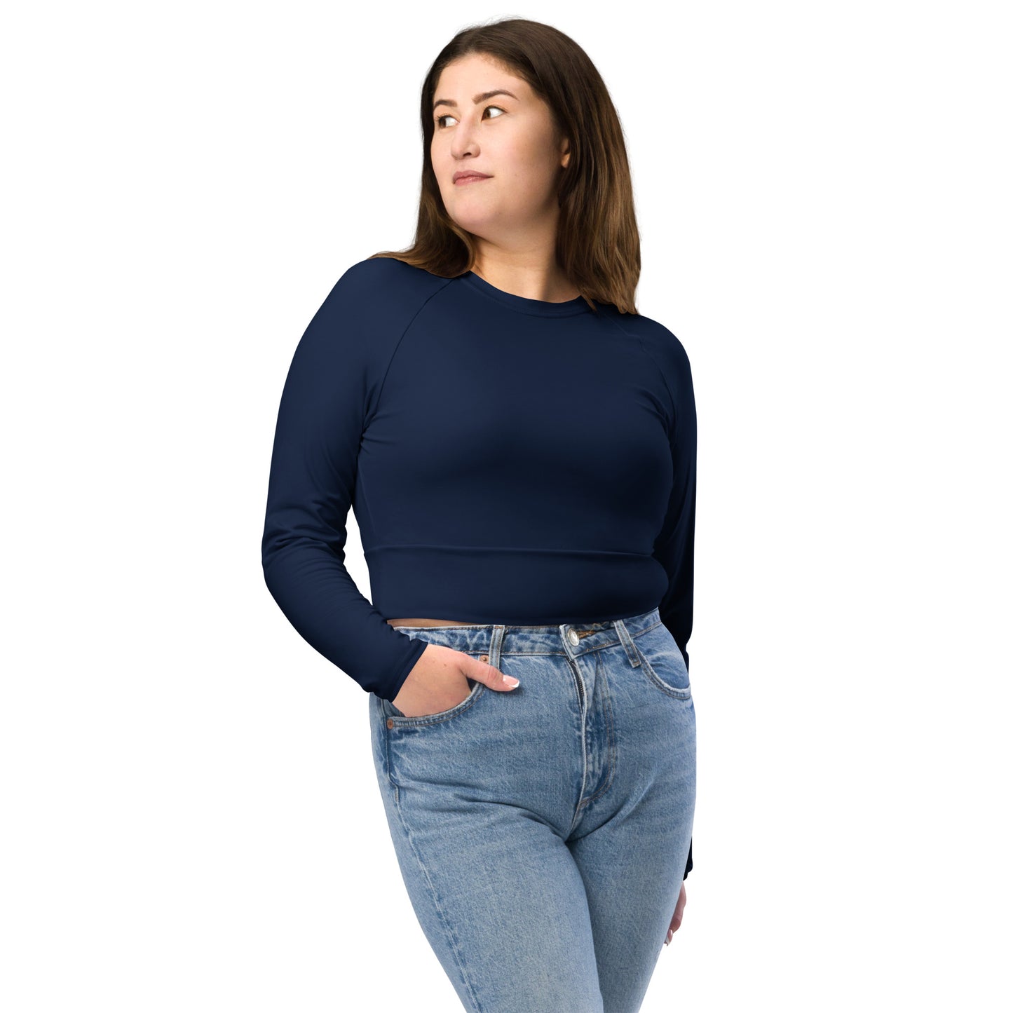 Carmel Signature Easy Recycled long-sleeve crop top (Navy)