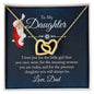 To My Daughter  Interlocking Hearts necklace