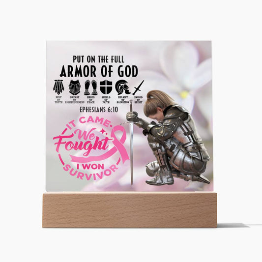 It Came, We Fought, I Won! Warrior's Embrace: Defenders of Hope Acrylic Square Plaque