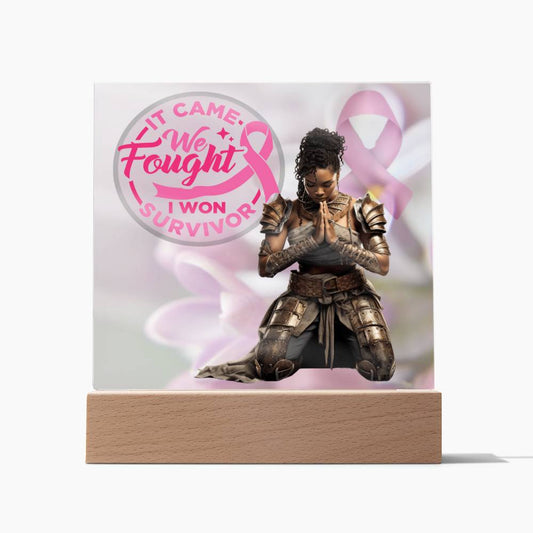 It Came, We Fought, I Won! Warrior's Embrace: Defenders of Hope Acrylic Square Plaque (4)