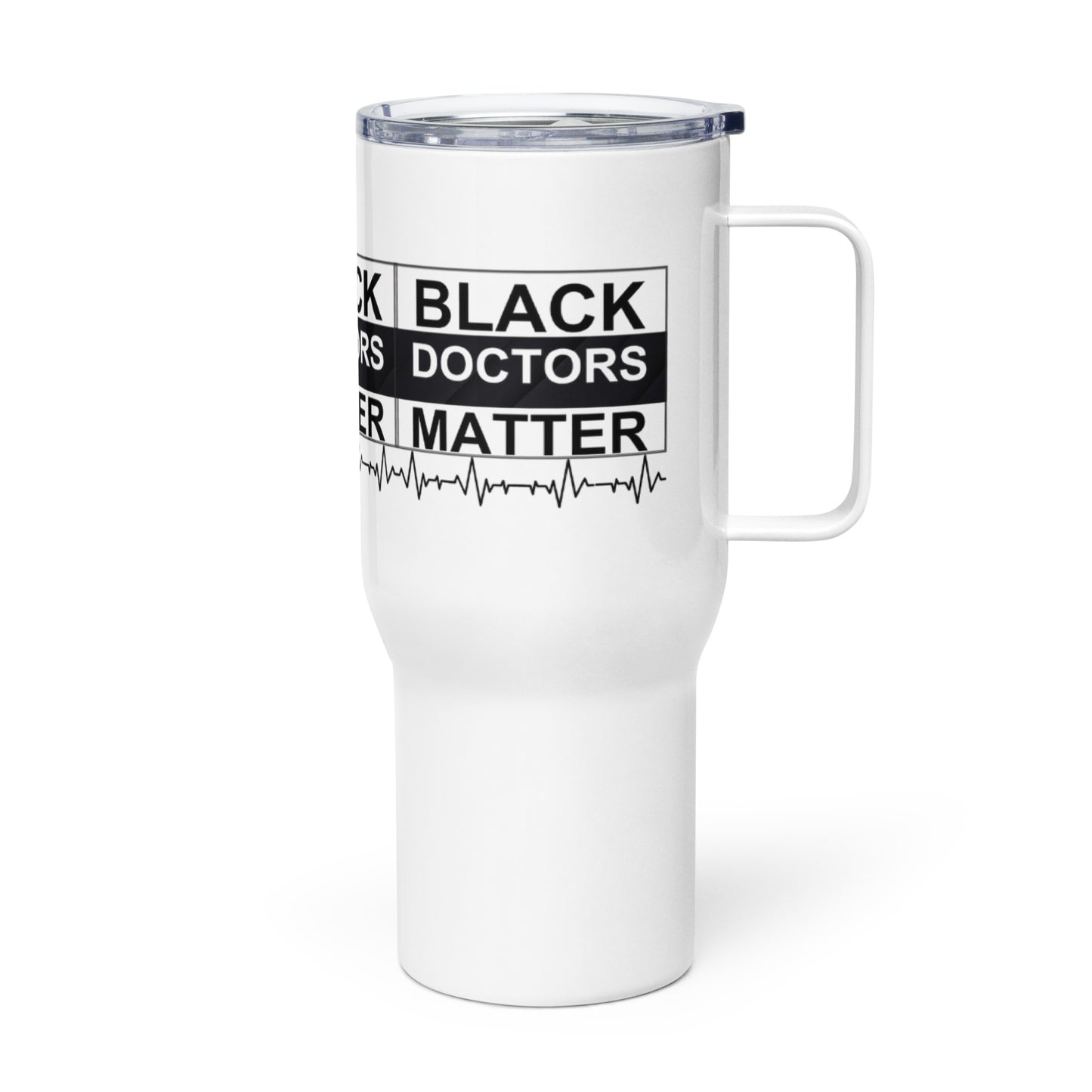 Black Doctors Matter Travel mug with a handle. Rated ⭐⭐⭐⭐⭐