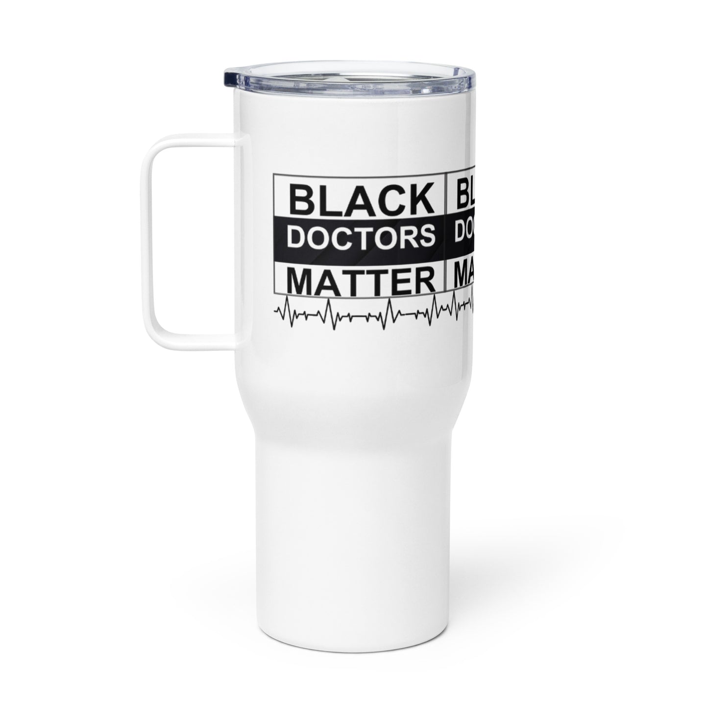 Black Doctors Matter Travel mug with a handle. Rated ⭐⭐⭐⭐⭐