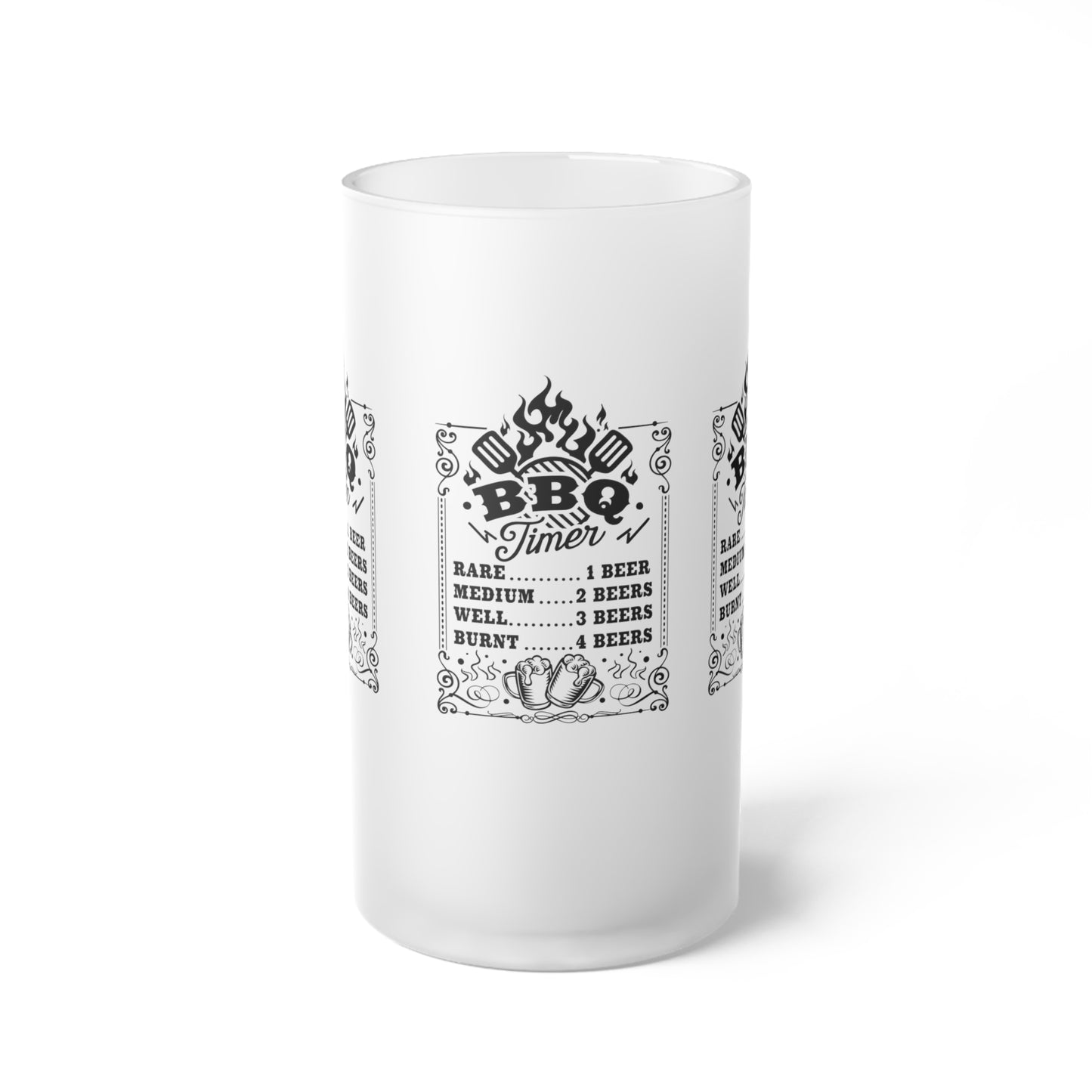 BBQ Time Frosted Glass Beer Mug