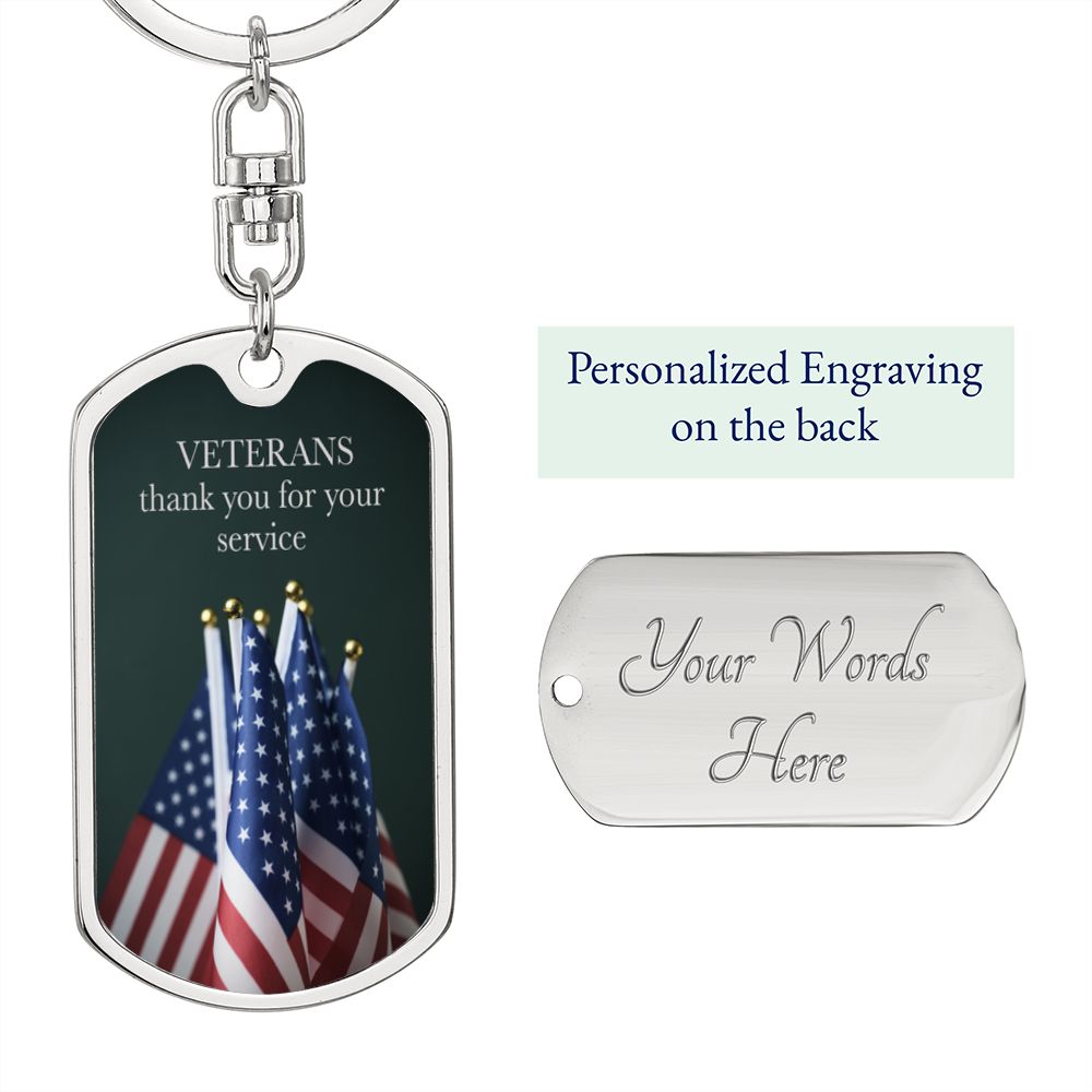Veterans Thank You For Your Service Dog Tag with Swivel Keychain