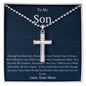 To My Son Stainless Cross Necklace w/Ball Chain & MC Love Mom