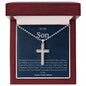 To My Son Stainless Cross Necklace w/Ball Chain & MC Love Mom