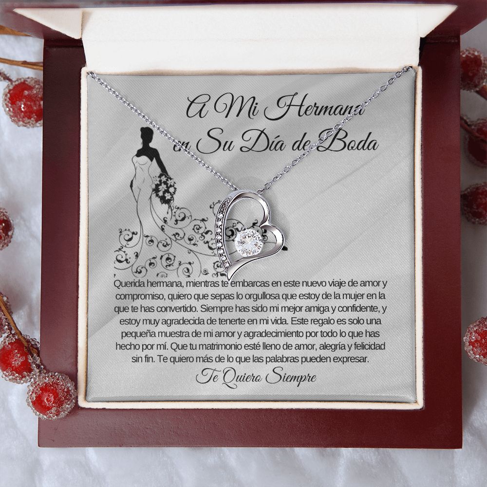 To My Sister on Her Wedding Day Forever Love Necklace (Spanish)