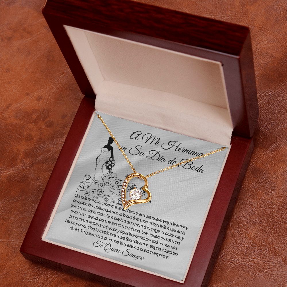 To My Sister on Her Wedding Day Forever Love Necklace (Spanish)