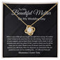 To My Mother on my Wedding Day Love Knot Necklace.