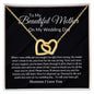 To My Mother on my Wedding Day Interlocking Hearts Necklace.