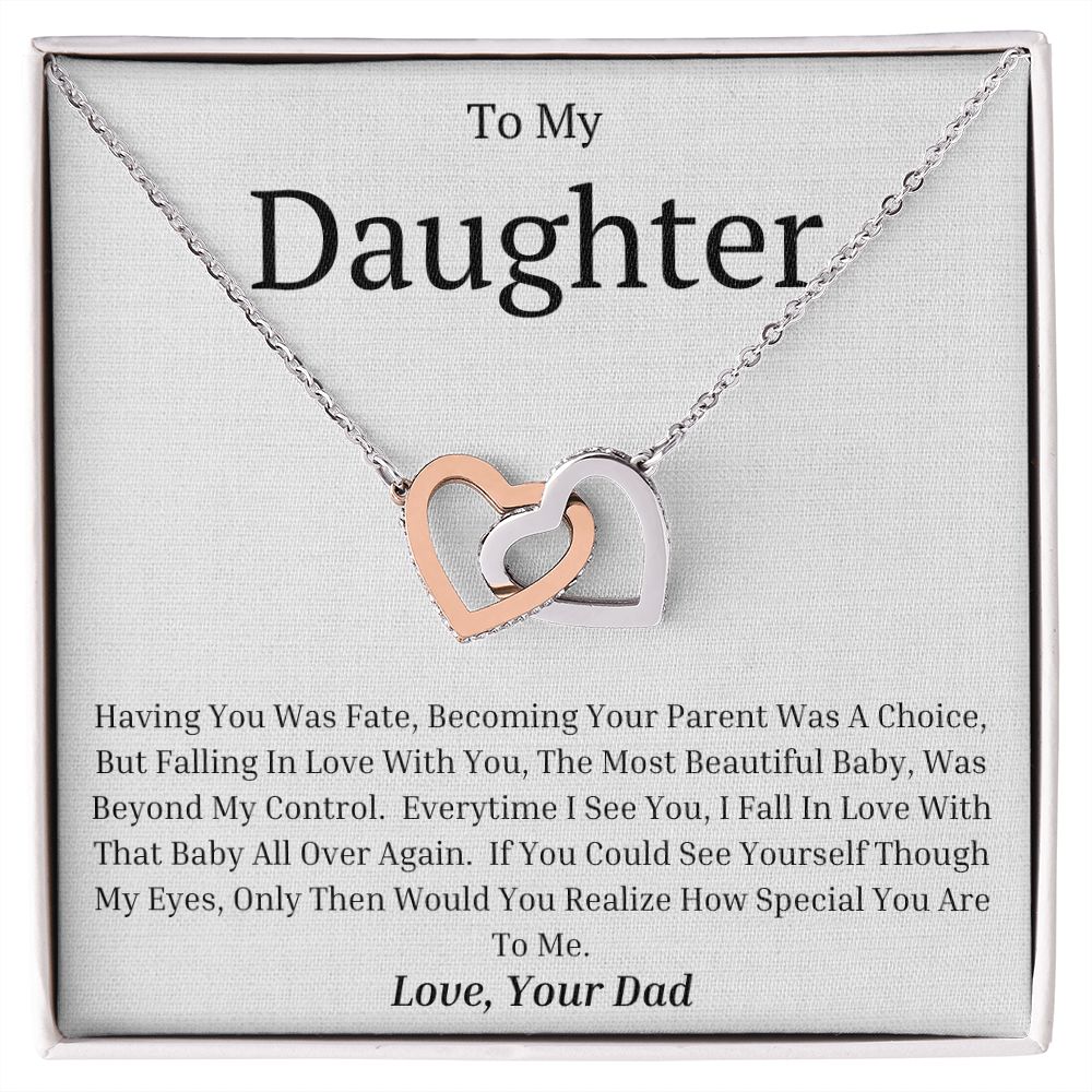 To My Daughter Interlocking Hearts necklace