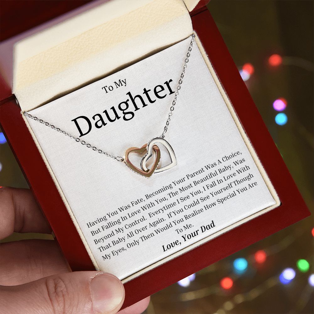 To My Daughter Interlocking Hearts necklace