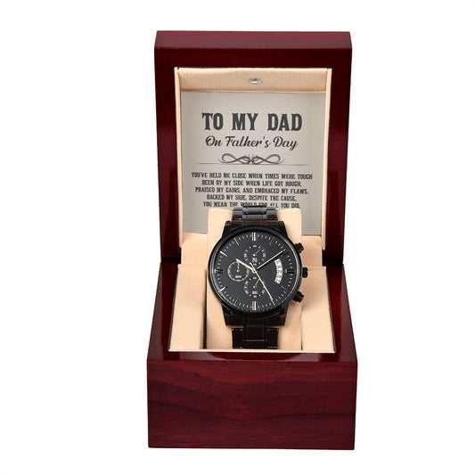 To My Dad on Father's Day Black Chronograph Watch