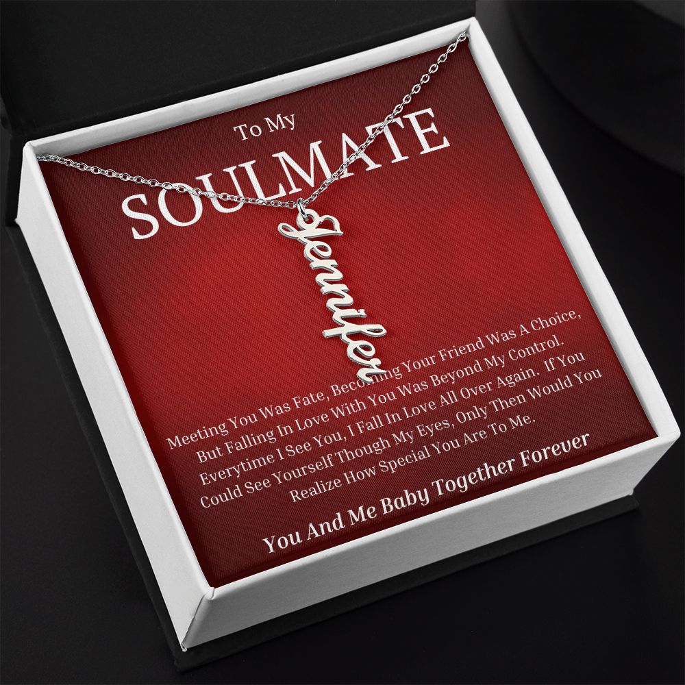 To My Soulmate Vertical Name Necklace