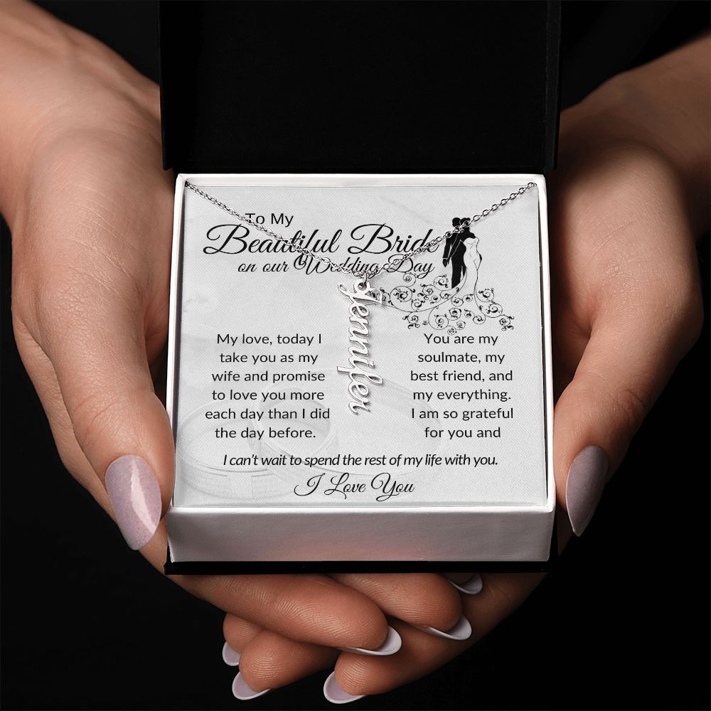 My Beautiful Bride Vertical Name Necklace