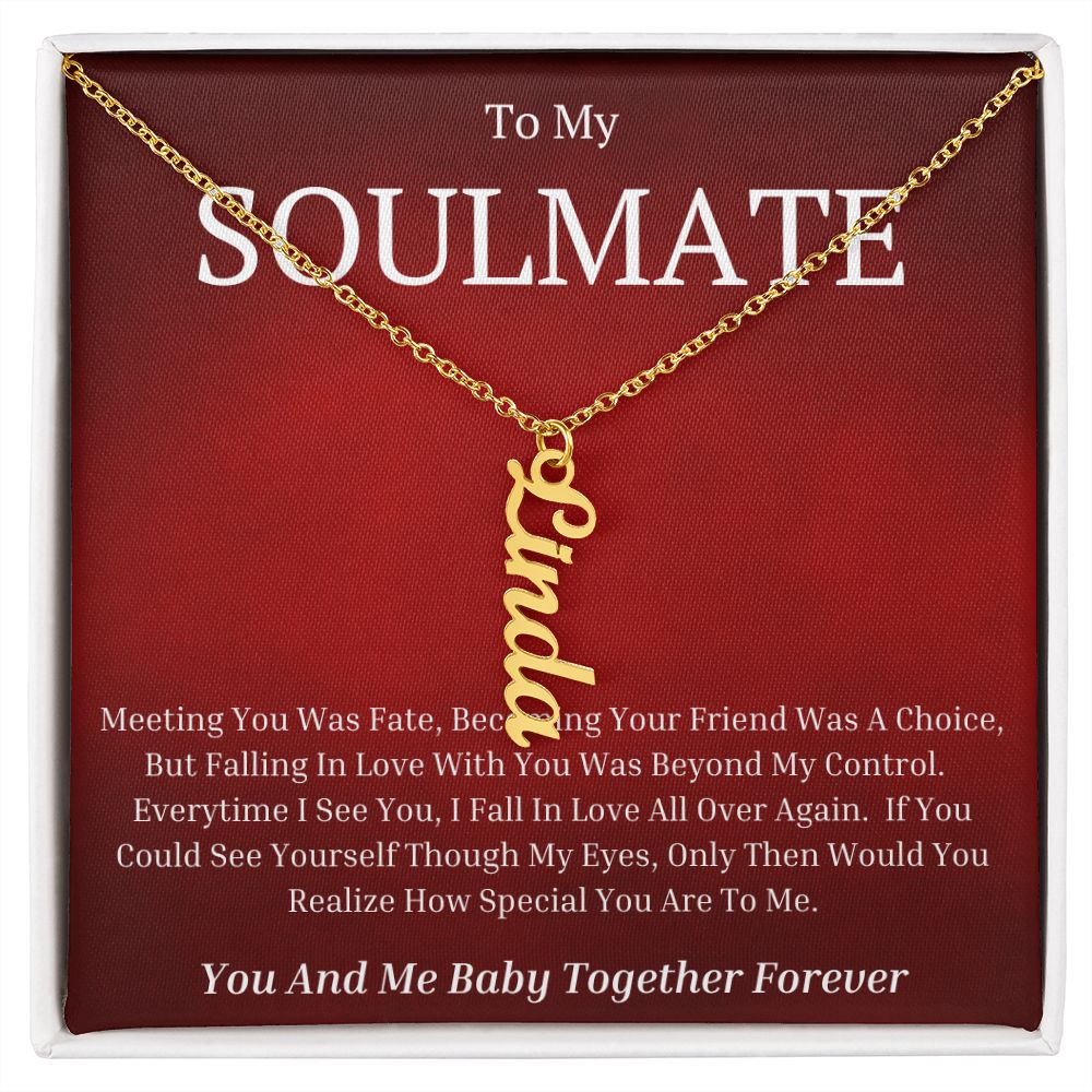 To My Soulmate Vertical Name Necklace