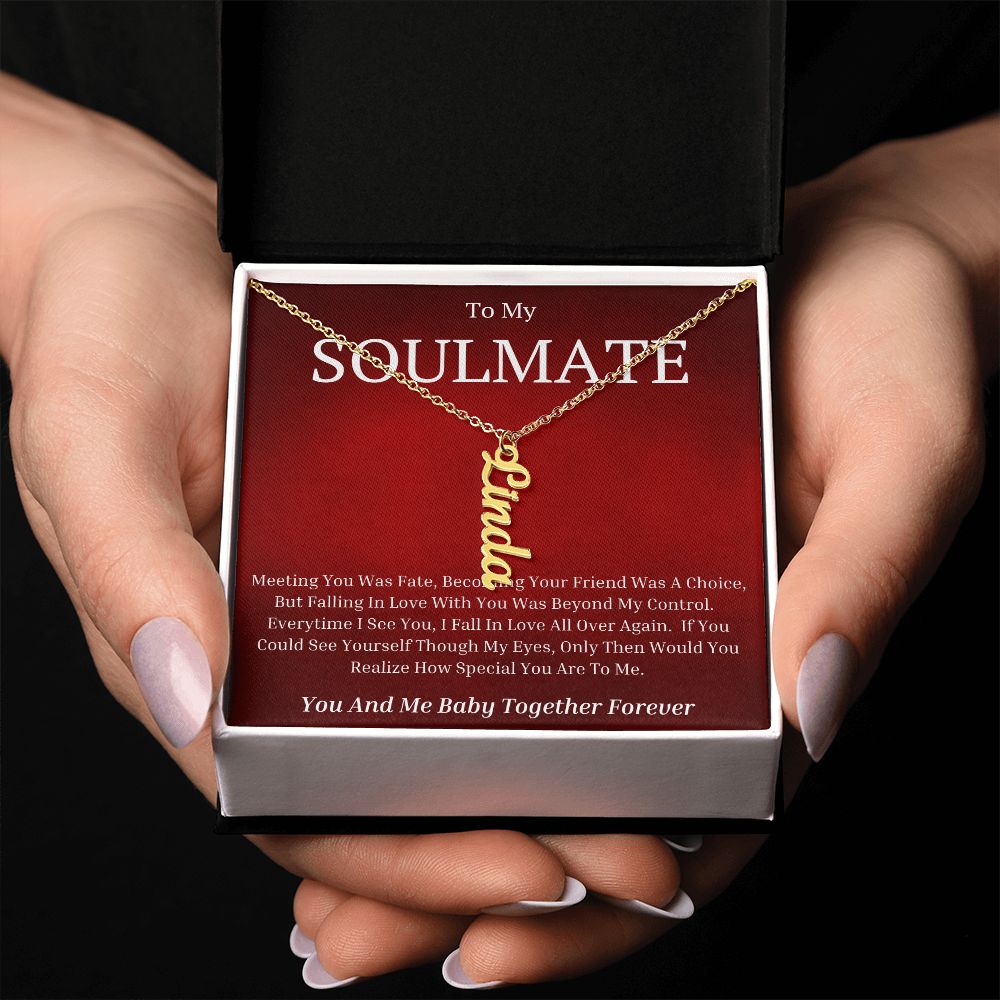 To My Soulmate Vertical Name Necklace