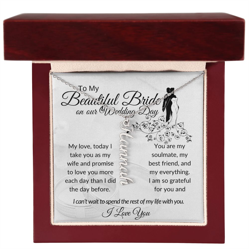 My Beautiful Bride Vertical Name Necklace