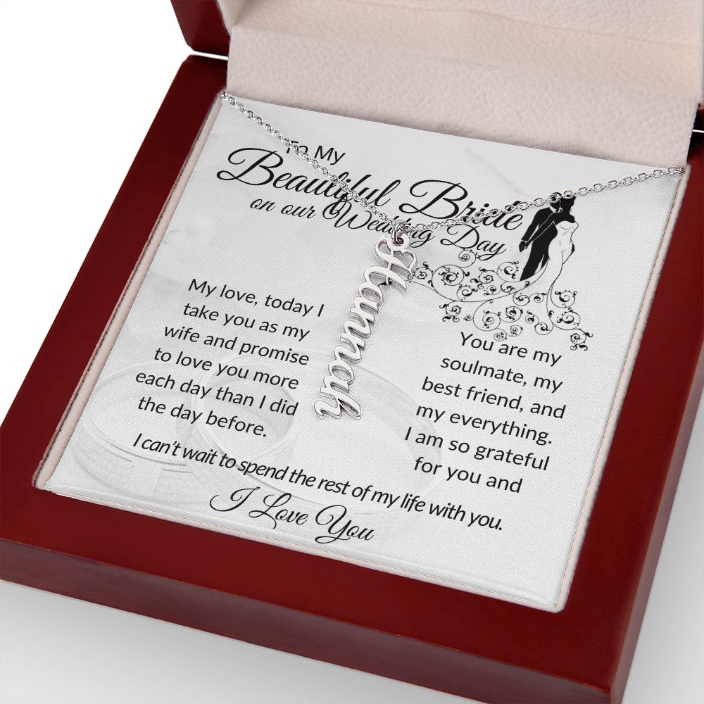 My Beautiful Bride Vertical Name Necklace