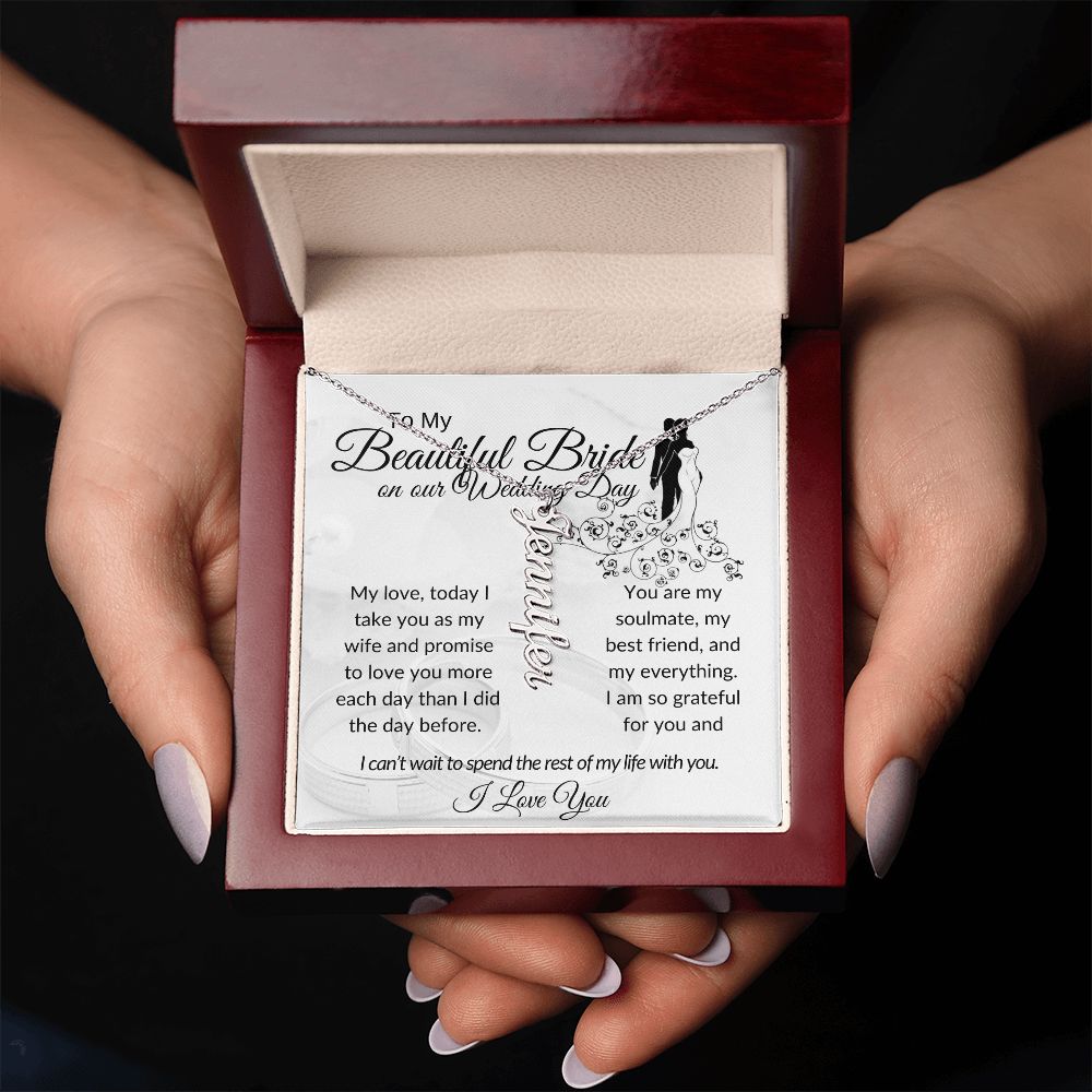 My Beautiful Bride Vertical Name Necklace