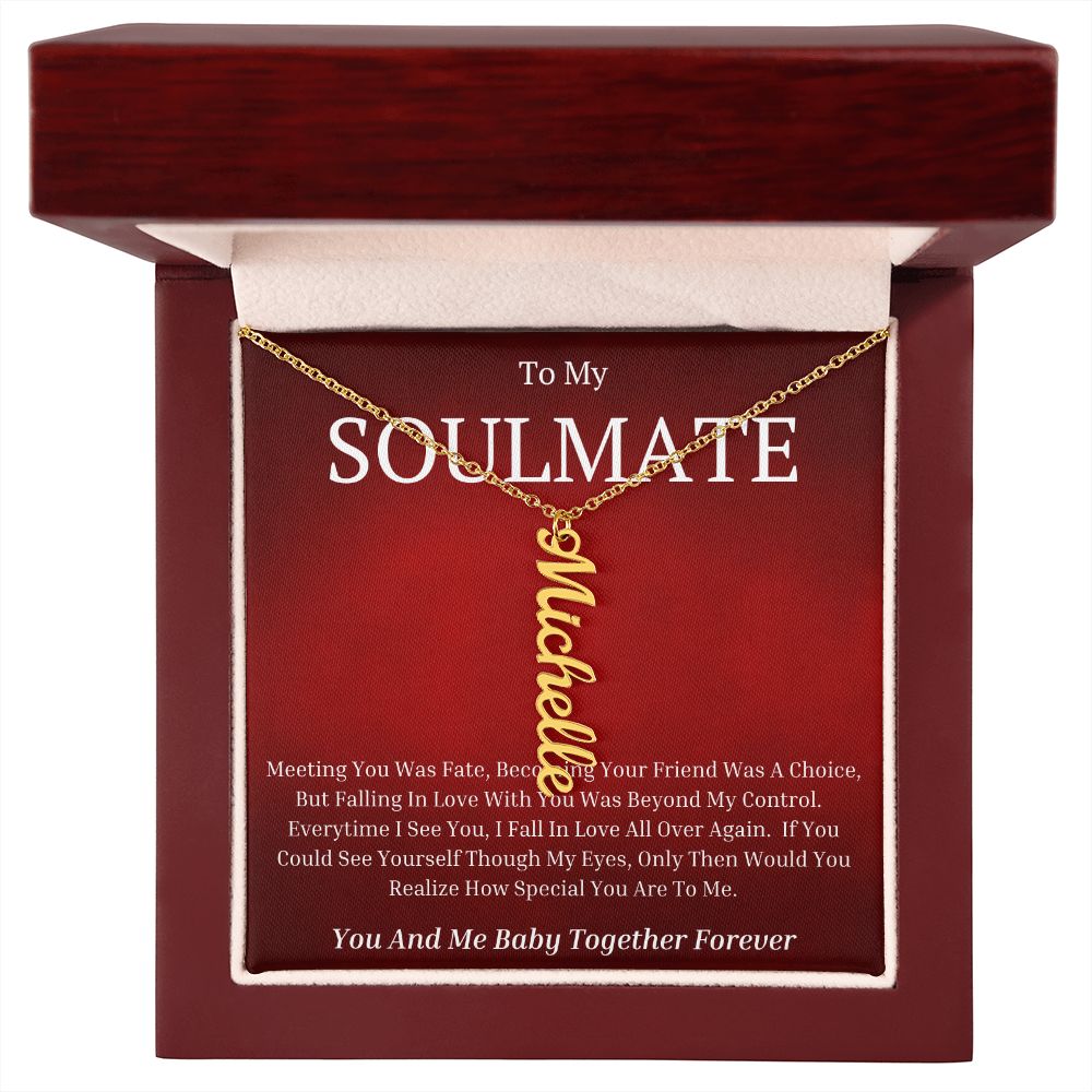 To My Soulmate Vertical Name Necklace