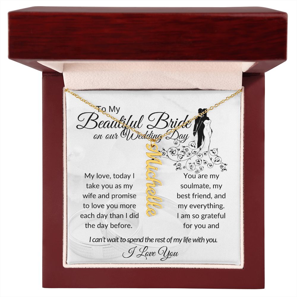 My Beautiful Bride Vertical Name Necklace
