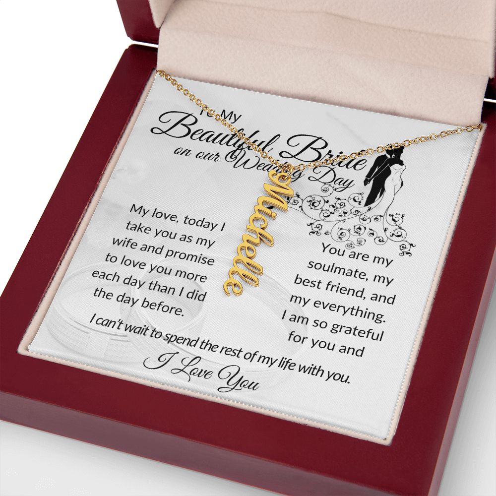 My Beautiful Bride Vertical Name Necklace