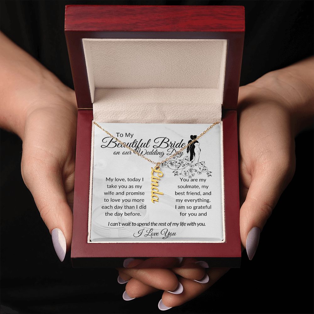 My Beautiful Bride Vertical Name Necklace