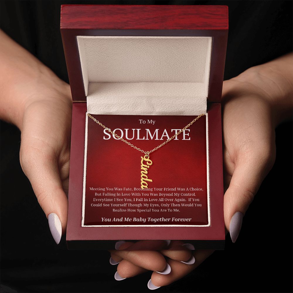 To My Soulmate Vertical Name Necklace