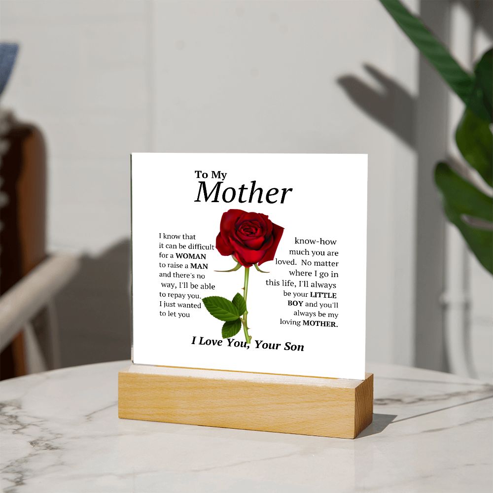 To My Mother Square Acrylic Plaque