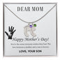 Dear Mom Custom Engraved Baby Feet Necklace with Birthstone.