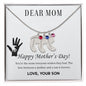 Dear Mom Custom Engraved Baby Feet Necklace with Birthstone.