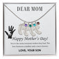 Dear Mom Custom Engraved Baby Feet Necklace with Birthstone.