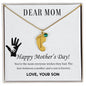 Dear Mom Custom Engraved Baby Feet Necklace with Birthstone.