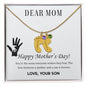 Dear Mom Custom Engraved Baby Feet Necklace with Birthstone.