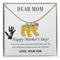 Dear Mom Custom Engraved Baby Feet Necklace with Birthstone.